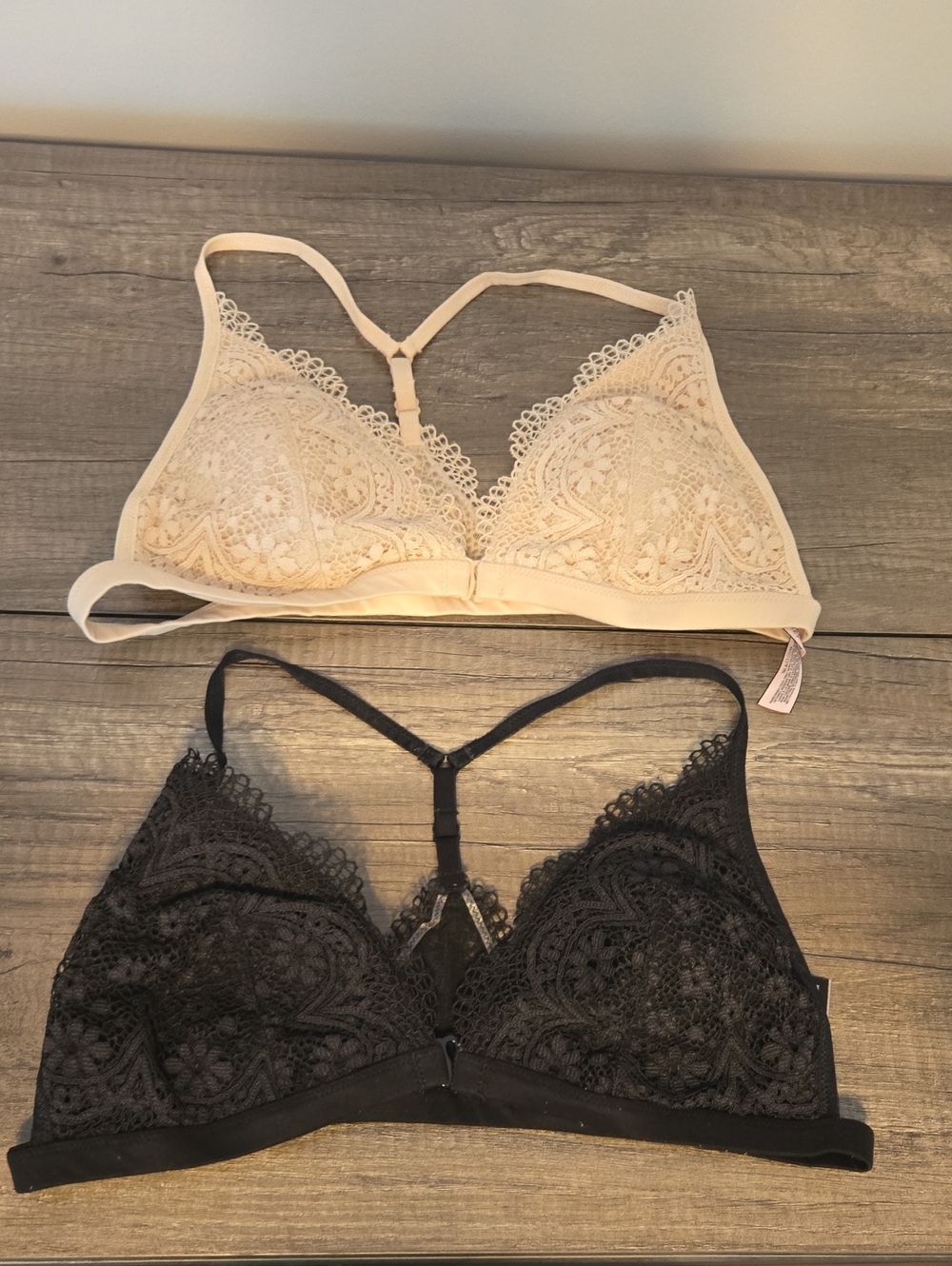 Victoria's Secret Lace Bralette Duo — Cream & Black